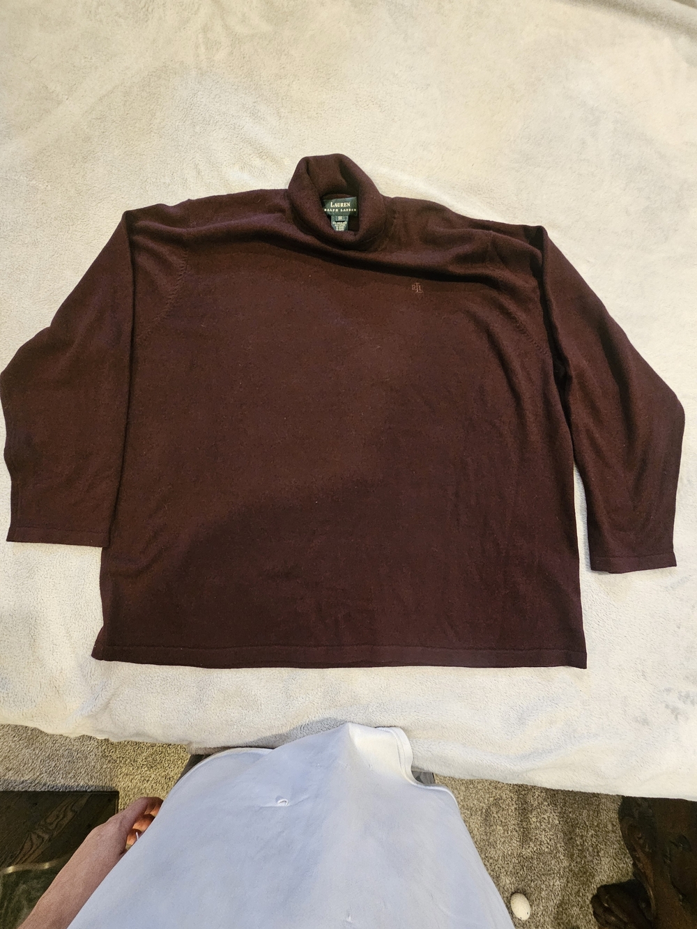 Classic Lauren Ralph Lauren women's turtleneck sweater in a deep burgundy / maro